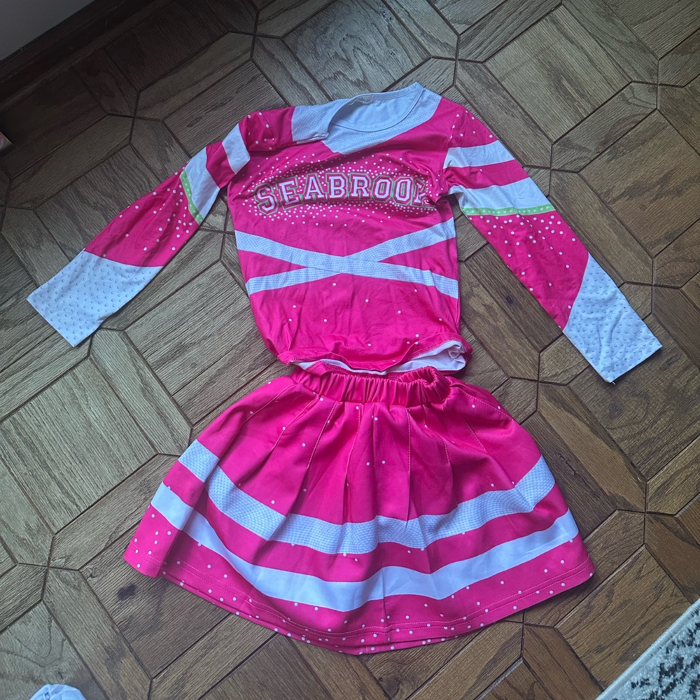 Zombies Pink and White SEABROOK Long Sleeve cheerleading dress